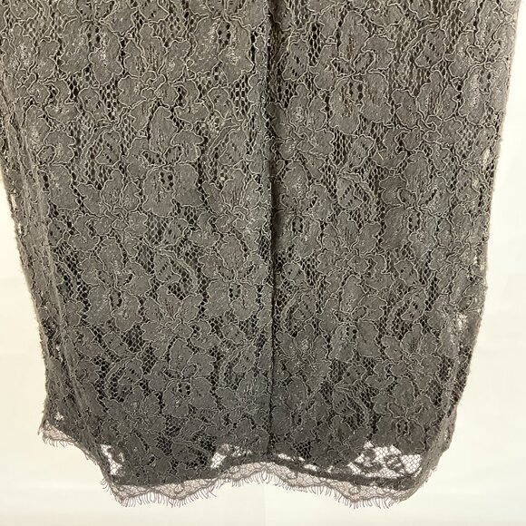 Babaton Lace Dress 2 Black Short Sleeve V-Neck Sheer Back Pockets - Picture 12 of 13